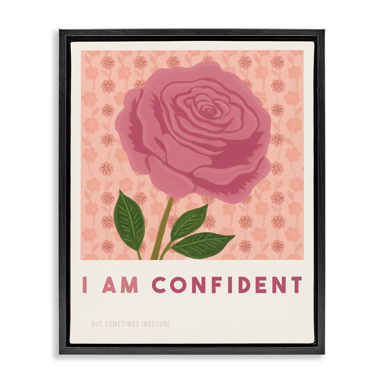 Stupell Industries Rose I Am Confident Affirmation Floating Frame, design by Courtney Haley